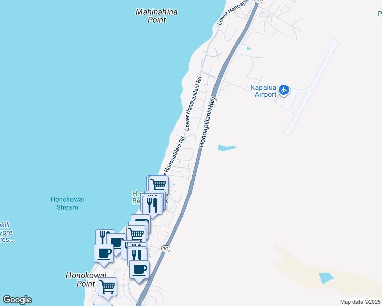 map of restaurants, bars, coffee shops, grocery stores, and more near 3788 Lower Honoapiilani Road in Lahaina