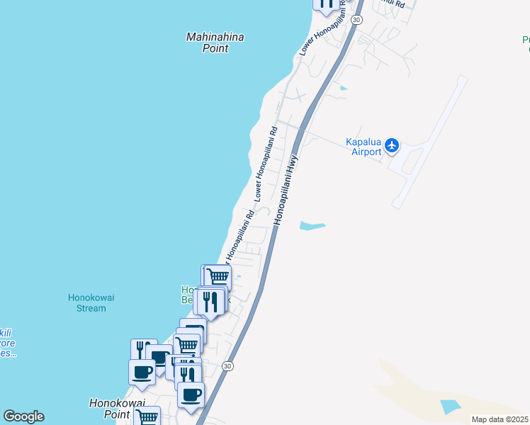 map of restaurants, bars, coffee shops, grocery stores, and more near 44 Hoaka Place in Lahaina