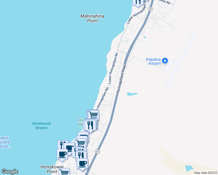 map of restaurants, bars, coffee shops, grocery stores, and more near 4 Hoaka Place in Lahaina