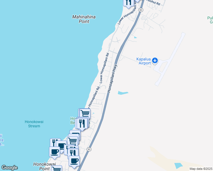 map of restaurants, bars, coffee shops, grocery stores, and more near 37 Hoaka Place in Lahaina