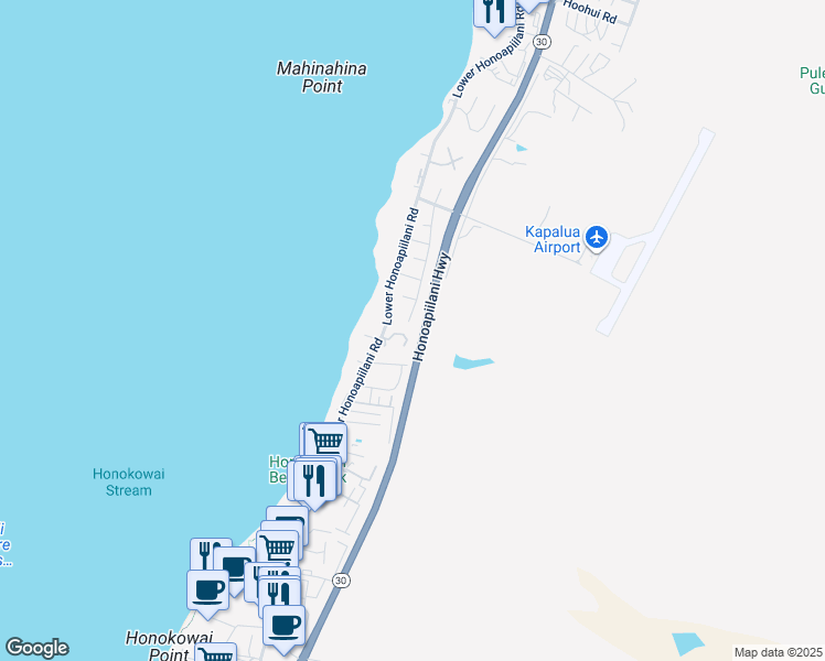 map of restaurants, bars, coffee shops, grocery stores, and more near 3854 Mahinahina Street in Lahaina