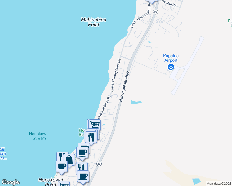 map of restaurants, bars, coffee shops, grocery stores, and more near 29 Hoaka Place in Lahaina