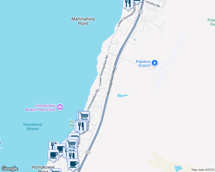 map of restaurants, bars, coffee shops, grocery stores, and more near 3858 Mahinahina Street in Lahaina