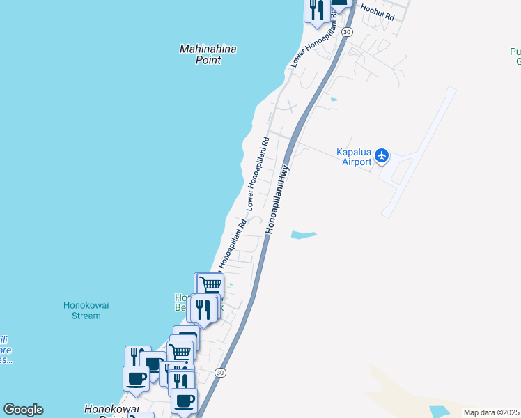 map of restaurants, bars, coffee shops, grocery stores, and more near 3854 Mahinahina Street in Lahaina