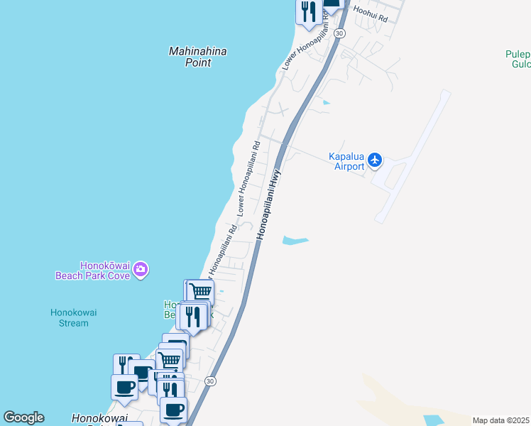 map of restaurants, bars, coffee shops, grocery stores, and more near 3765 Hawaii 30 in Lahaina