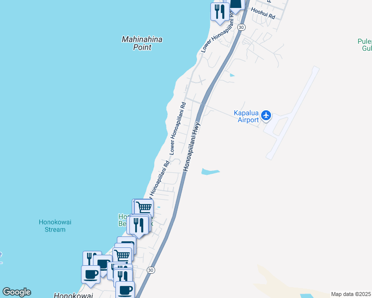 map of restaurants, bars, coffee shops, grocery stores, and more near 3876 Mahinahina Street in Lahaina