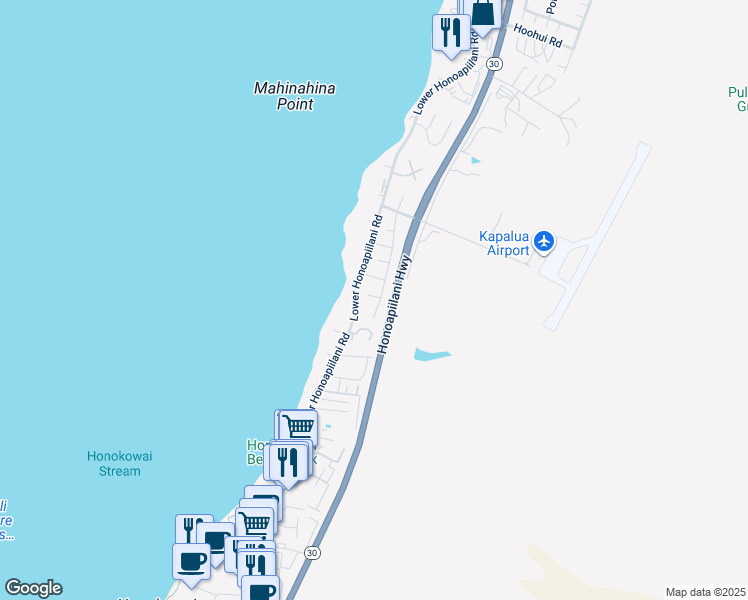 map of restaurants, bars, coffee shops, grocery stores, and more near 3881 Mahinahina Street in Lahaina
