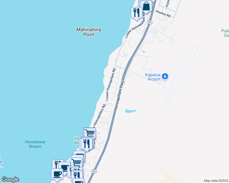 map of restaurants, bars, coffee shops, grocery stores, and more near 3897 Mahinahina Street in Lahaina