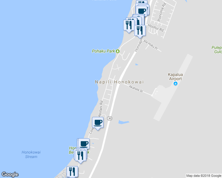 map of restaurants, bars, coffee shops, grocery stores, and more near 3979 Mahinahina Street in Lahaina