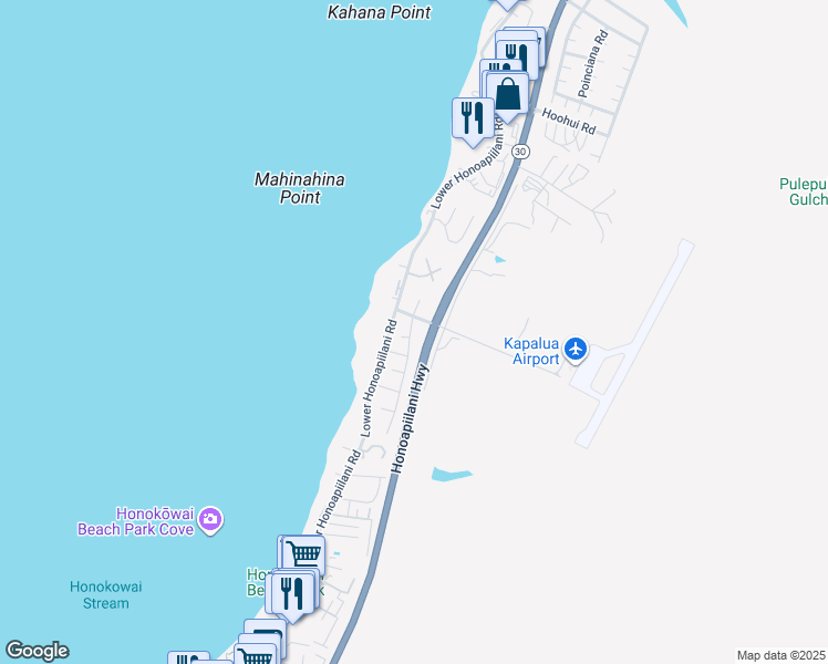 map of restaurants, bars, coffee shops, grocery stores, and more near 4042 Mahinahina Place in Lahaina