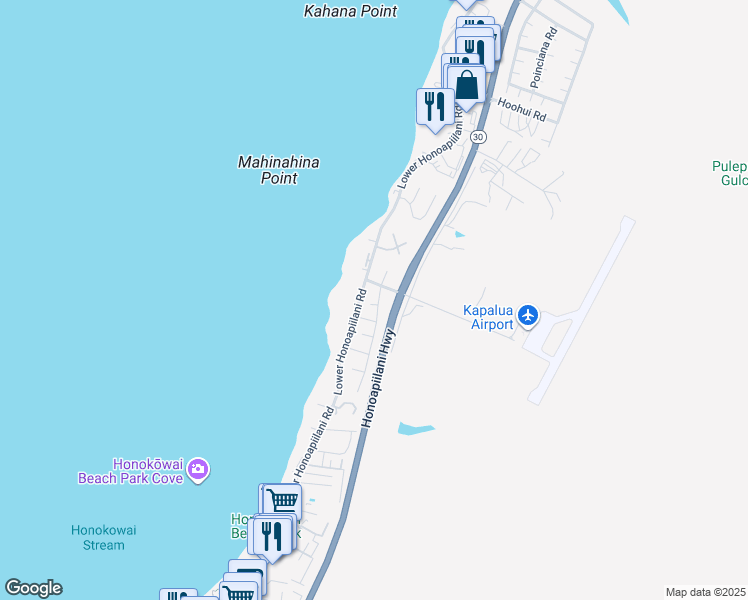 map of restaurants, bars, coffee shops, grocery stores, and more near 33 Nia Place in Lahaina