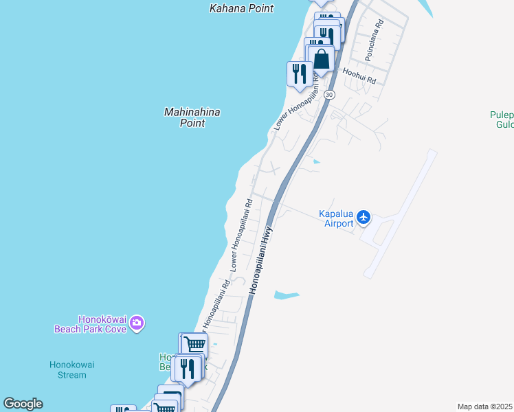 map of restaurants, bars, coffee shops, grocery stores, and more near 33 Nia Place in Lahaina