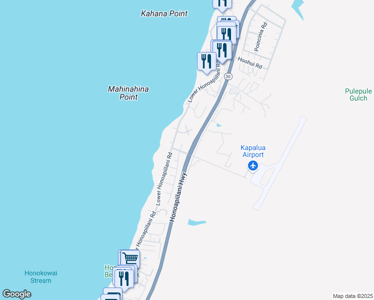 map of restaurants, bars, coffee shops, grocery stores, and more near 4042 Mahinahina Place in Lahaina