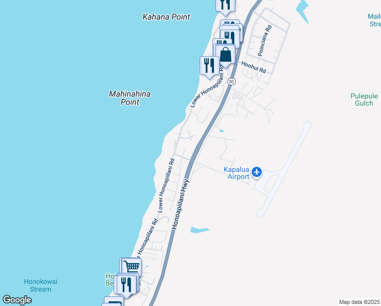 map of restaurants, bars, coffee shops, grocery stores, and more near 4044 Mahinahina Place in Lahaina