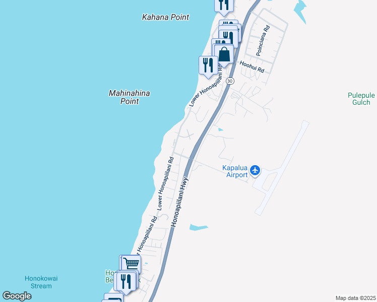 map of restaurants, bars, coffee shops, grocery stores, and more near 4044 Mahinahina Place in Lahaina