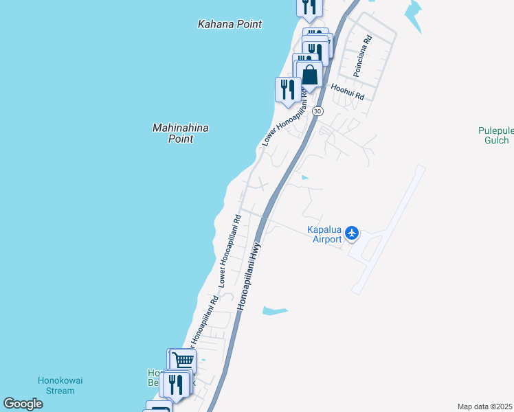 map of restaurants, bars, coffee shops, grocery stores, and more near 4050 Mahinahina Place in Lahaina