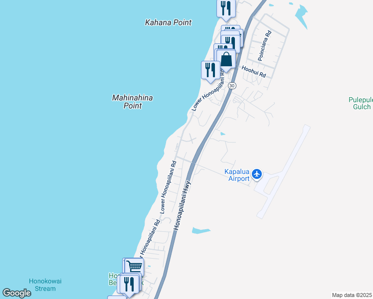 map of restaurants, bars, coffee shops, grocery stores, and more near 4057 Mahinahina Place in Lahaina