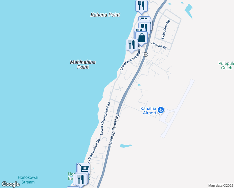 map of restaurants, bars, coffee shops, grocery stores, and more near 4057 Mahinahina Place in Lahaina