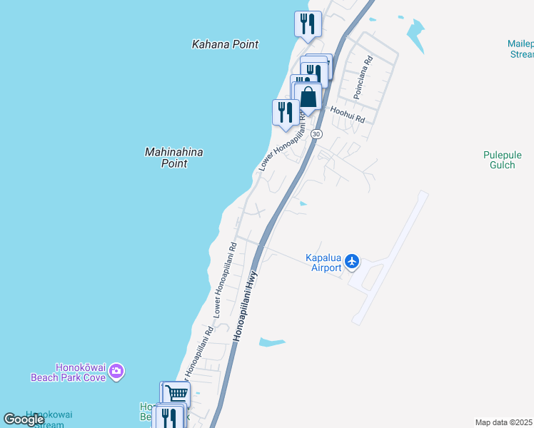 map of restaurants, bars, coffee shops, grocery stores, and more near 48 Aekai Place in Lahaina
