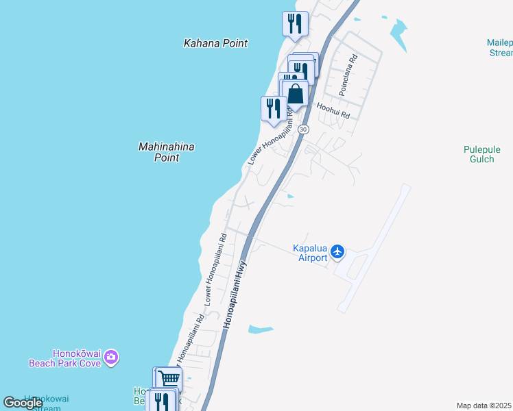map of restaurants, bars, coffee shops, grocery stores, and more near 48 Aekai Place in Lahaina