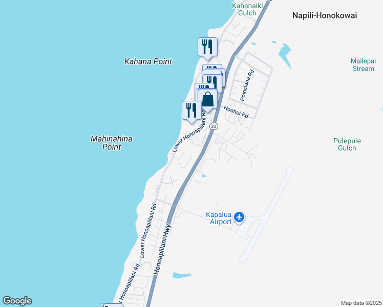 map of restaurants, bars, coffee shops, grocery stores, and more near 85 Piina Place in Lahaina