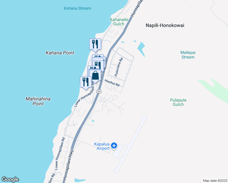 map of restaurants, bars, coffee shops, grocery stores, and more near 28 Lotus Place in Lahaina