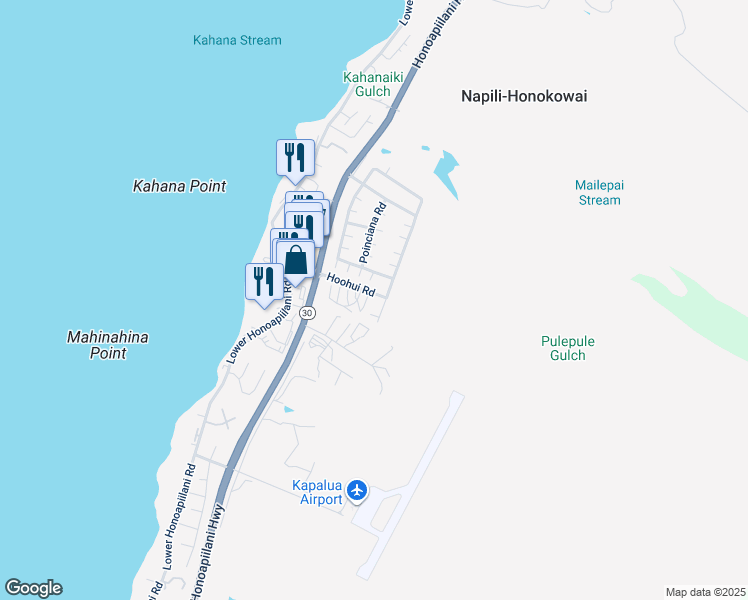 map of restaurants, bars, coffee shops, grocery stores, and more near 138 Hoohui Road in Lahaina