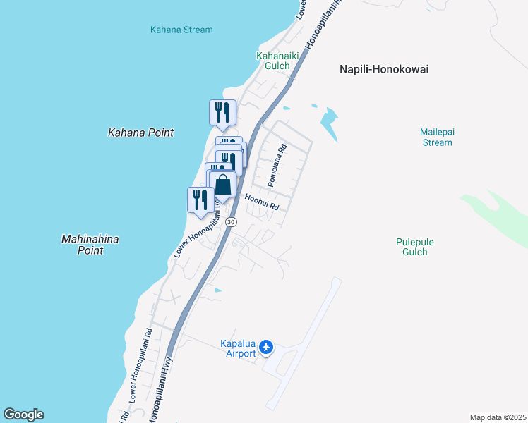 map of restaurants, bars, coffee shops, grocery stores, and more near 28 Lotus Place in Lahaina