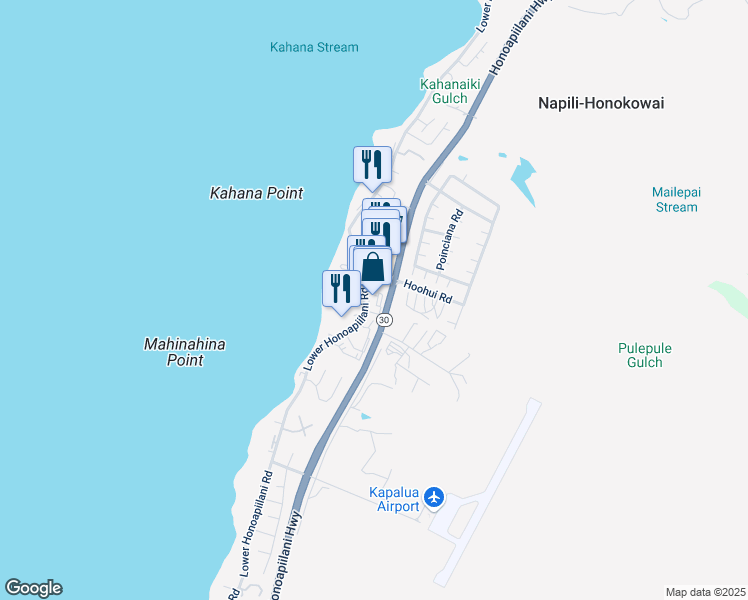 map of restaurants, bars, coffee shops, grocery stores, and more near 4242A Lower Honoapiilani Road in Lahaina
