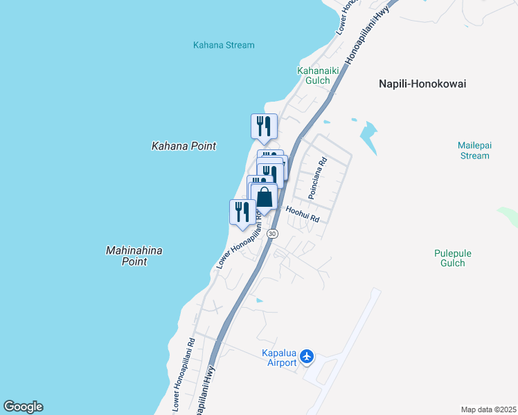 map of restaurants, bars, coffee shops, grocery stores, and more near 4440 Hawaii 30 in Lahaina