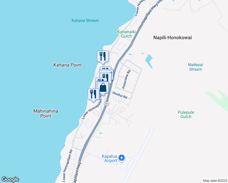 map of restaurants, bars, coffee shops, grocery stores, and more near 14 Lantana Place in Lahaina