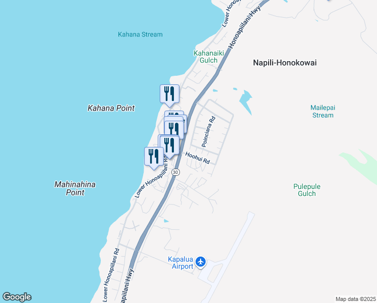 map of restaurants, bars, coffee shops, grocery stores, and more near in Napili-Honokowai