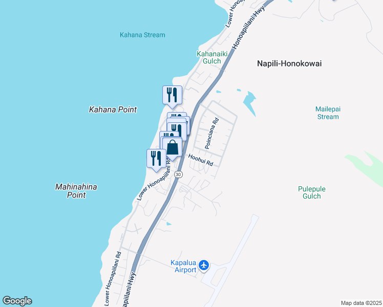 map of restaurants, bars, coffee shops, grocery stores, and more near 14 Lantana Place in Lahaina