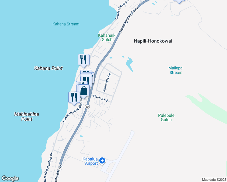 map of restaurants, bars, coffee shops, grocery stores, and more near 8 Bougainvillea Place in Lahaina