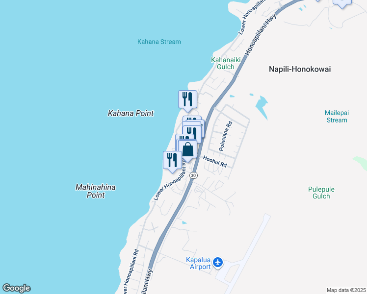 map of restaurants, bars, coffee shops, grocery stores, and more near 4440 Lower Honoapiilani Road in Lahaina