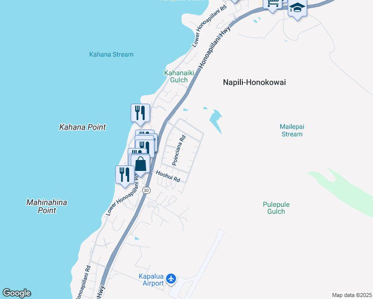map of restaurants, bars, coffee shops, grocery stores, and more near 2 Hibiscus Place in Lahaina