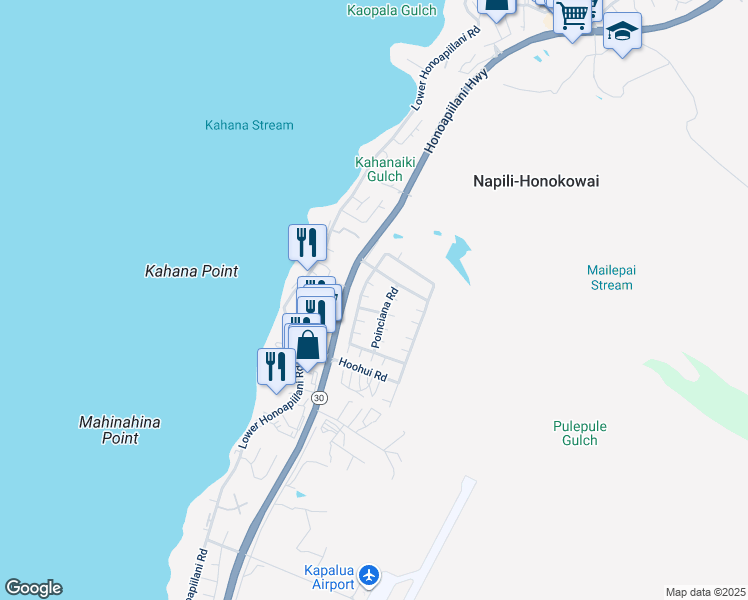 map of restaurants, bars, coffee shops, grocery stores, and more near 8 Coconut Place in Lahaina