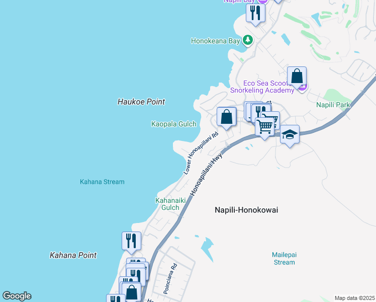 map of restaurants, bars, coffee shops, grocery stores, and more near 10 Hui Road East in Lahaina