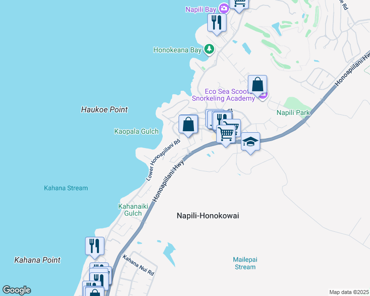 map of restaurants, bars, coffee shops, grocery stores, and more near 10 Polohina Lane in Lahaina