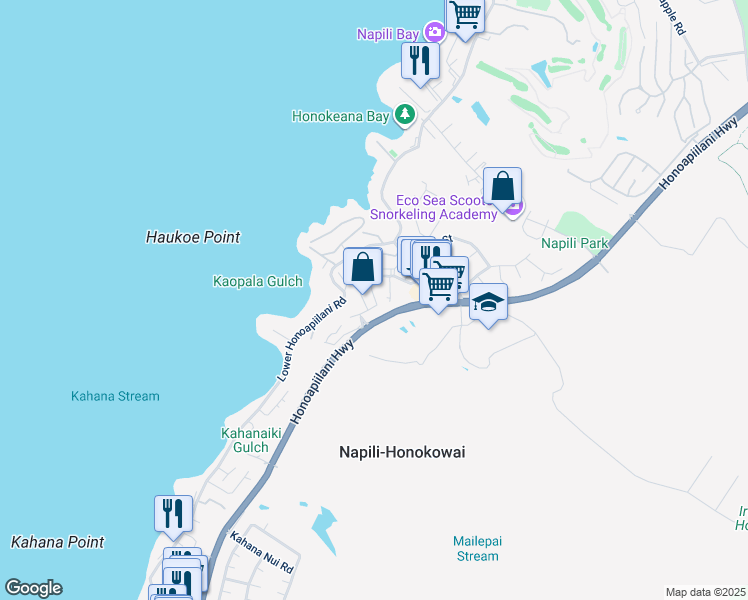 map of restaurants, bars, coffee shops, grocery stores, and more near 10 Polohina Lane in Lahaina