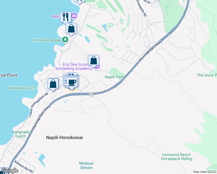 map of restaurants, bars, coffee shops, grocery stores, and more near 71 Loa Place in Lahaina