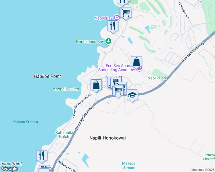 map of restaurants, bars, coffee shops, grocery stores, and more near 4955 Hanawai Street in Lahaina