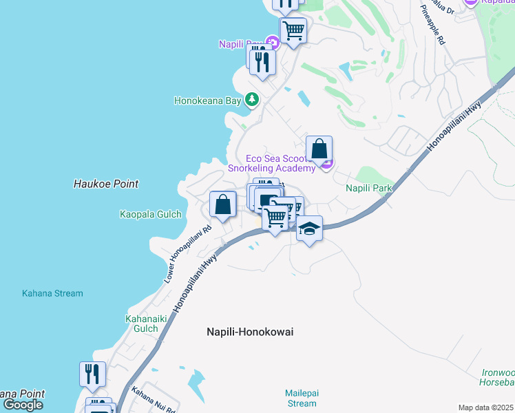 map of restaurants, bars, coffee shops, grocery stores, and more near 4955 Hanawai Street in Lahaina