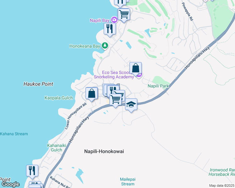 map of restaurants, bars, coffee shops, grocery stores, and more near 5080 Hanawai Street in Lahaina