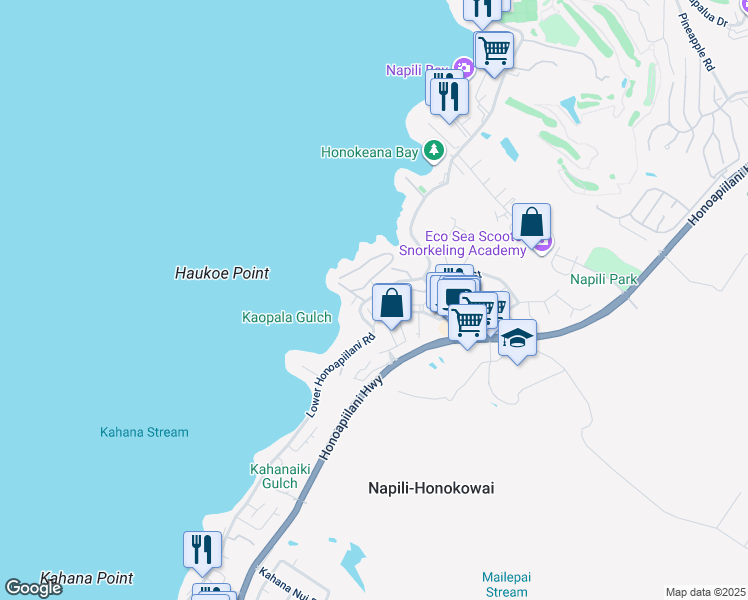 map of restaurants, bars, coffee shops, grocery stores, and more near 5000 Lower Honoapiilani Road in Lahaina