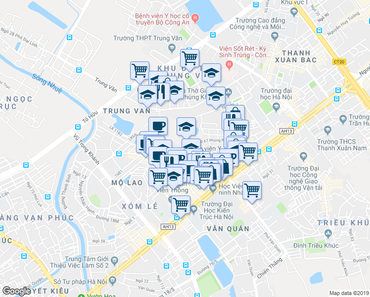 map of restaurants, bars, coffee shops, grocery stores, and more near An Lạc Phùng Khoang in Từ Liêm