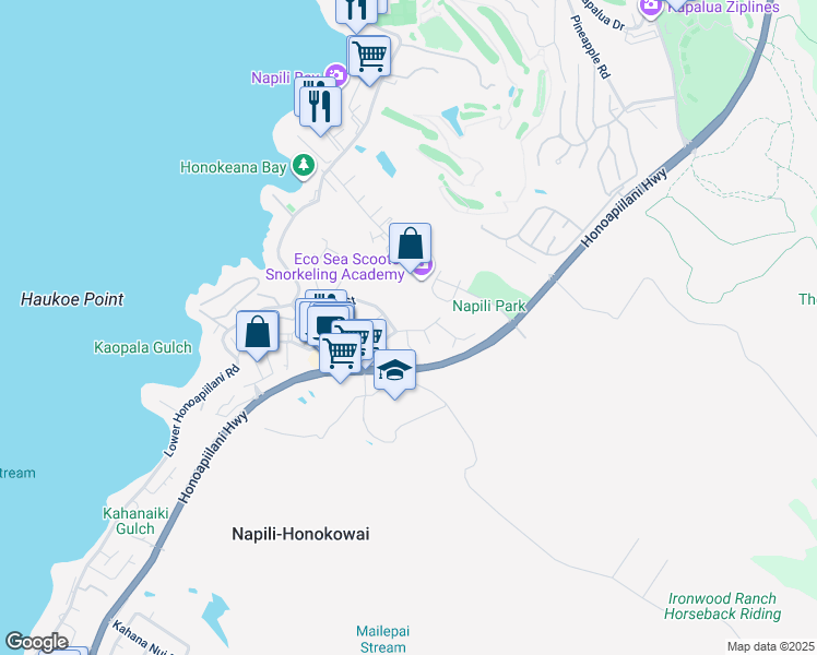 map of restaurants, bars, coffee shops, grocery stores, and more near 5221 Kohi Street in Lahaina