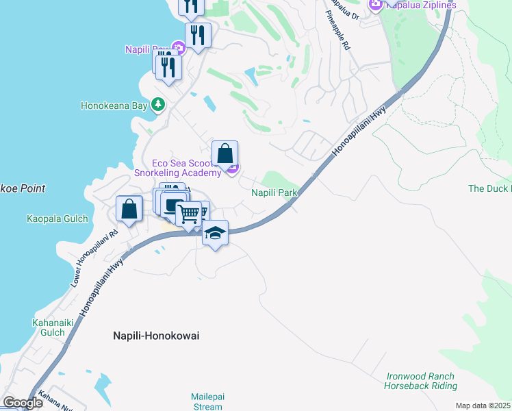 map of restaurants, bars, coffee shops, grocery stores, and more near 92 Loa Place in Lahaina