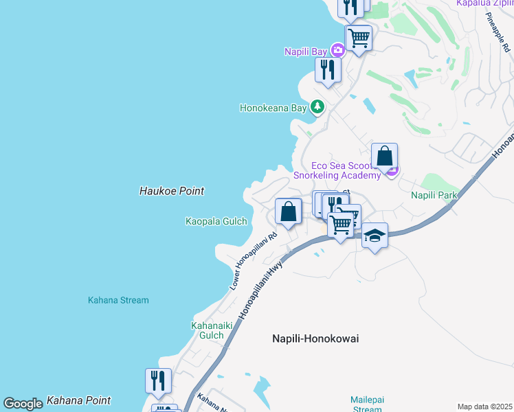 map of restaurants, bars, coffee shops, grocery stores, and more near 29 Hale Malia Place in Lahaina
