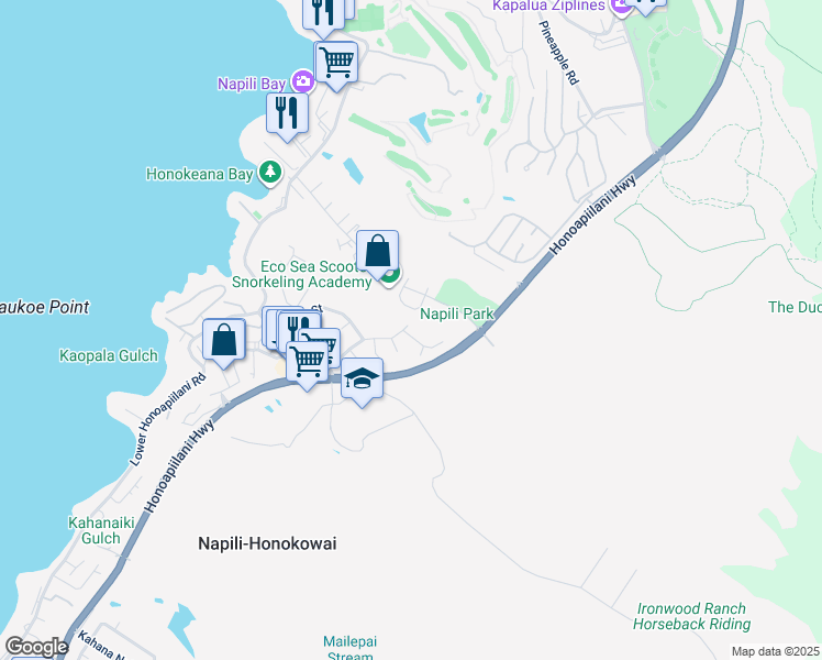 map of restaurants, bars, coffee shops, grocery stores, and more near 5212 Kohi Street in Lahaina